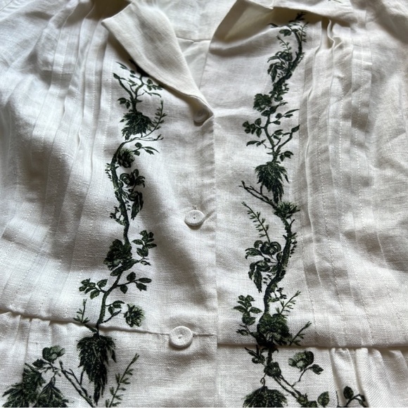 Erdem Women's White Kendrick Pintucked Floral-print Linen Midi Dress - Picture 8 of 15